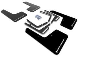 Ford F-150 Raptor Gen 2 Mud Flaps - Front + Rear - Rally Armor - UR Premium Polyurethane - Black/White - `17-`20